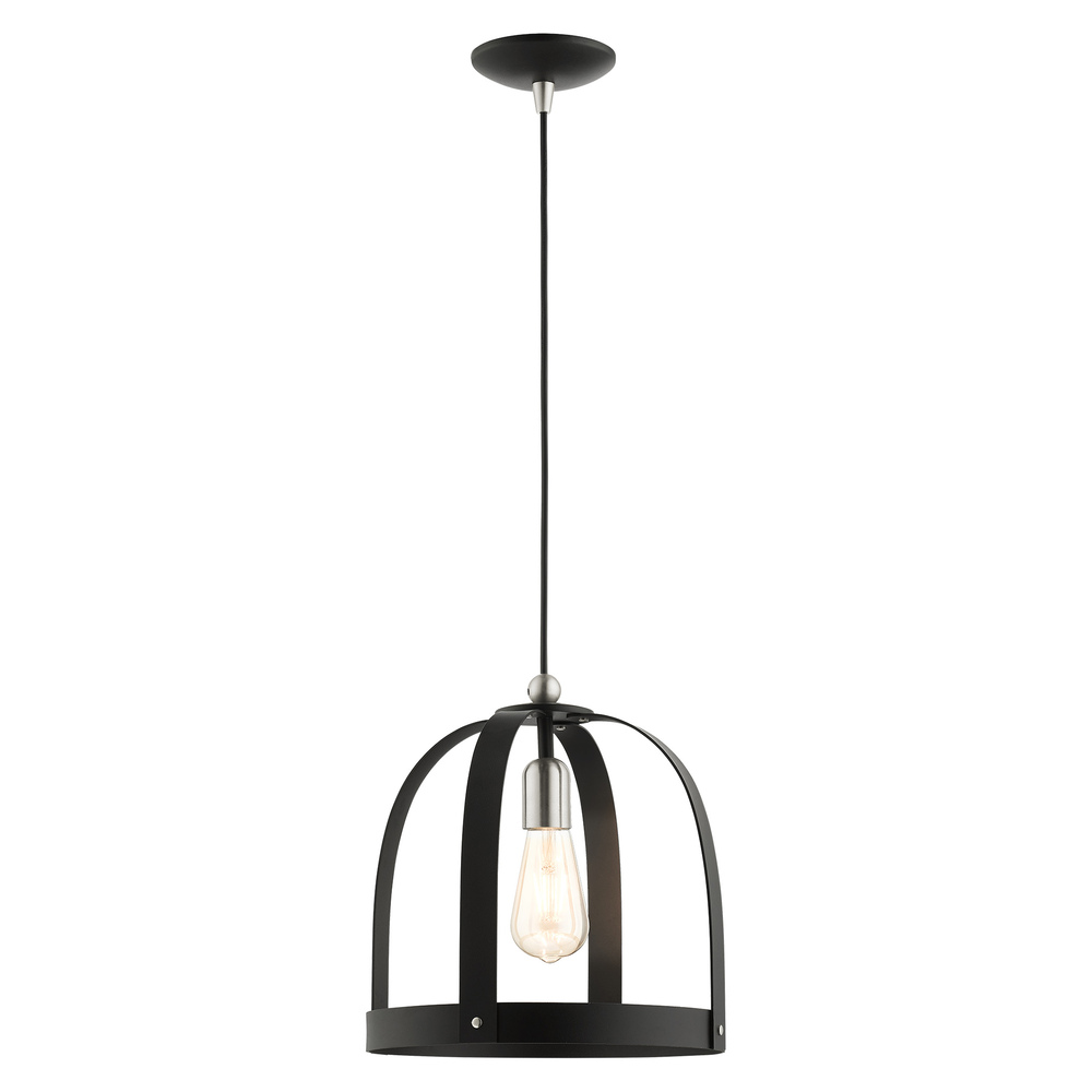 1 Lt Textured Black Pendant