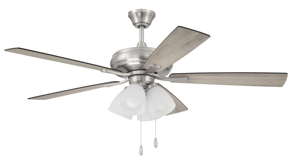 52" Ceiling Fan w/Blades, 4 White Frost LED Lights