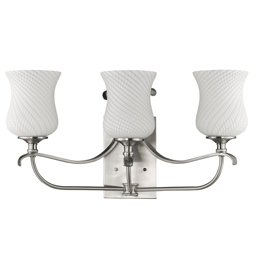 Evelyn 3-Light Satin Nickel Vanity Light With Optic-Art Glass Shades